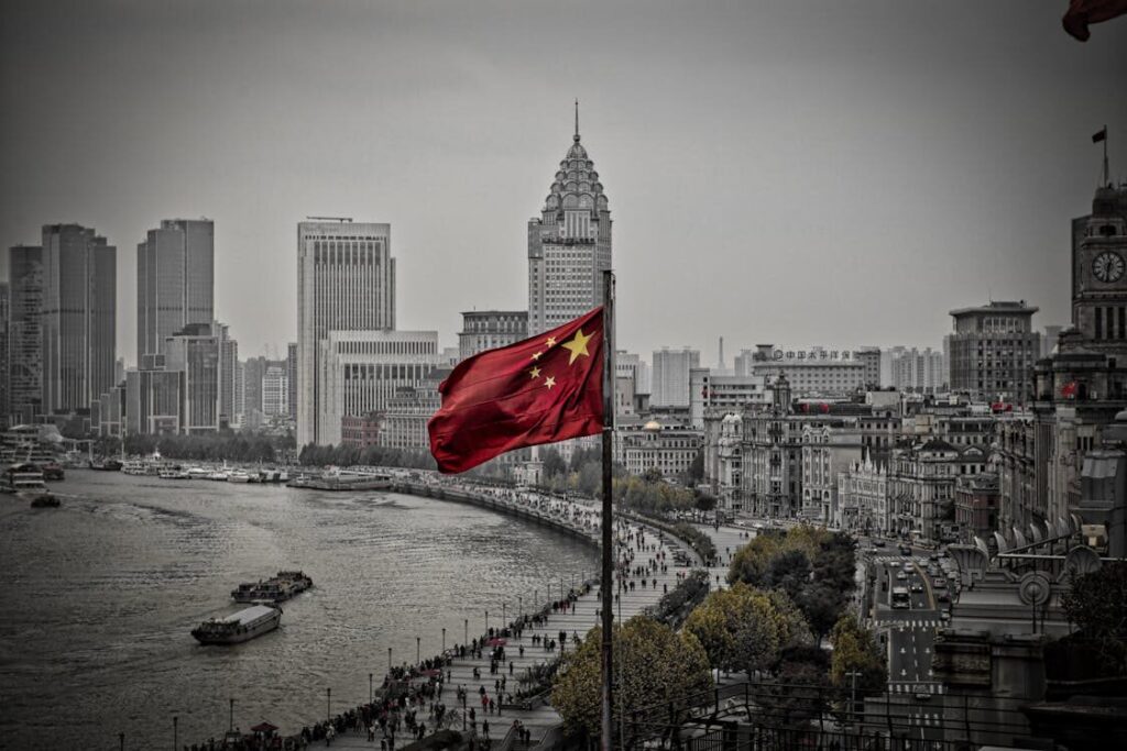 China Shanghai with Flag